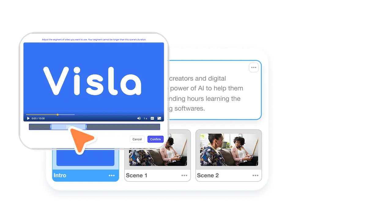 Visla platform displaying an intro video selection process for branding consistency.